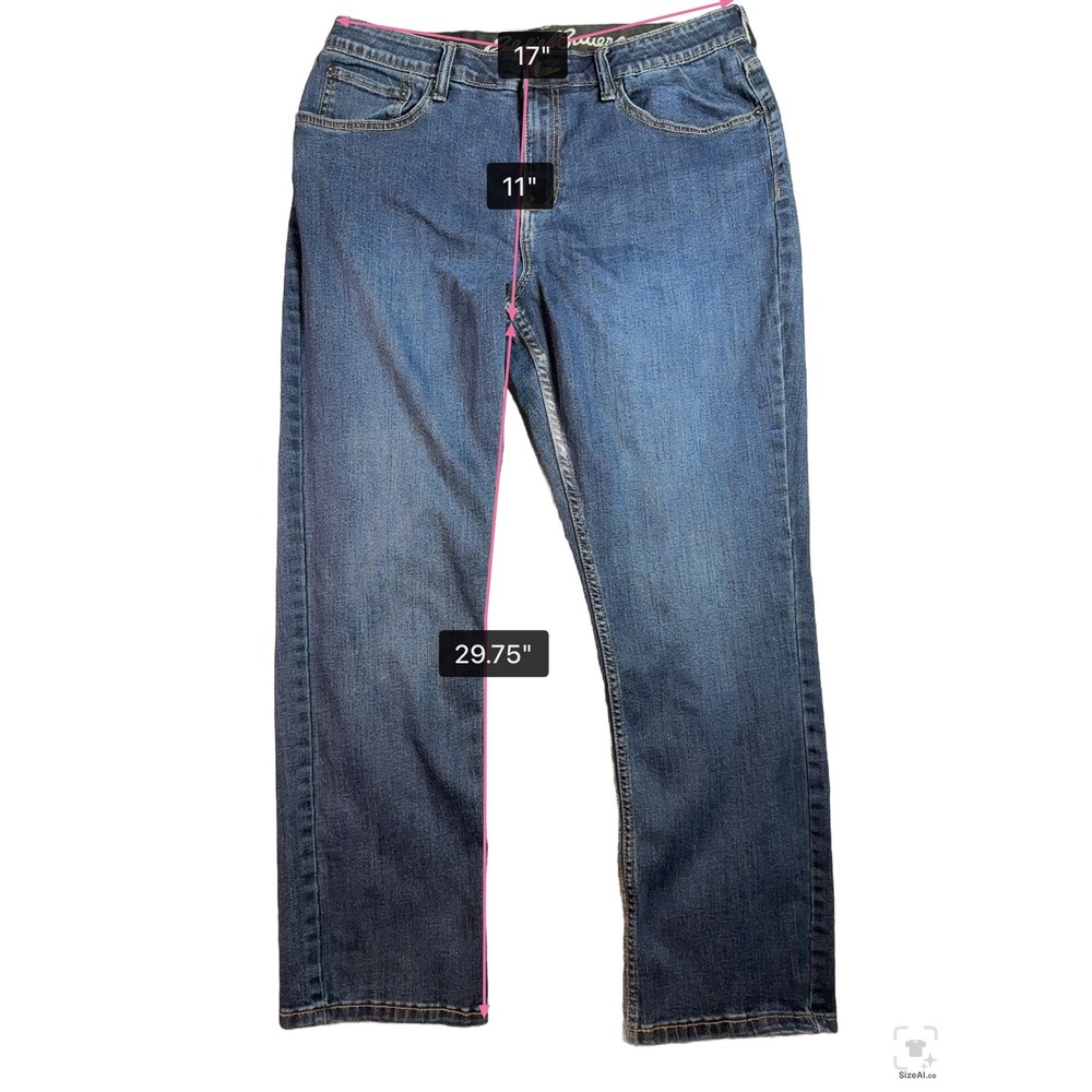 Men Eddie Bauer Jeans | Size 34 x29.75 | Blue Straight Leg Denim Medium Wash - Picture 3 of 13